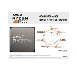 AMD Ryzen 7 5700G 8-Core, 16-Thread Desktop Processor with Radeon Graphics (Up to 4.6GHz)