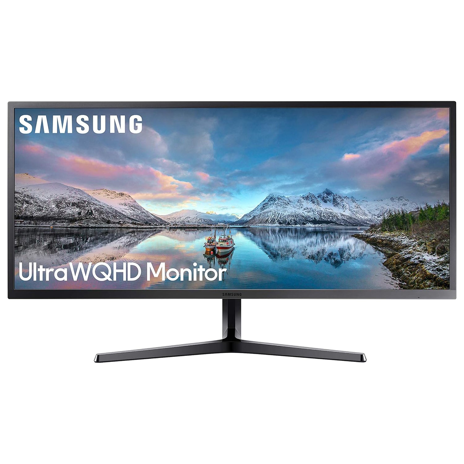 SAMSUNG 34-Inch Ultra-Wide WQHD With 21:9 Wide Screen Monitor - 75Hz Refresh Rate, VA FreeSync With Flicker-Free - Dark Blue Grey (LS34J552WQNXZA)