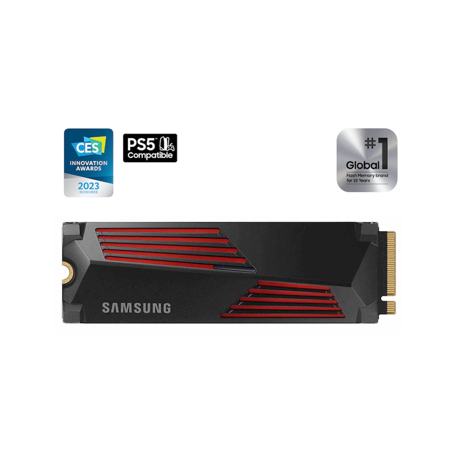 SAMSUNG 990 PRO With Heatsink Internal Solid State Drive - 1TB NVMe M.2 SSD, R/W Speed Up to 7,450/ 6,900 MB/s, PCIe Gen 4.0, NVMe 2.0, V-NAND (MZ-V9P1T0CW)