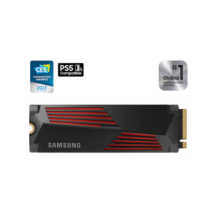 SAMSUNG 990 PRO With Heatsink Internal Solid State Drive - 1TB NVMe M.2 SSD, R/W Speed Up to 7,450/ 6,900 MB/s, PCIe Gen 4.0, NVMe 2.0, V-NAND (MZ-V9P1T0CW)
