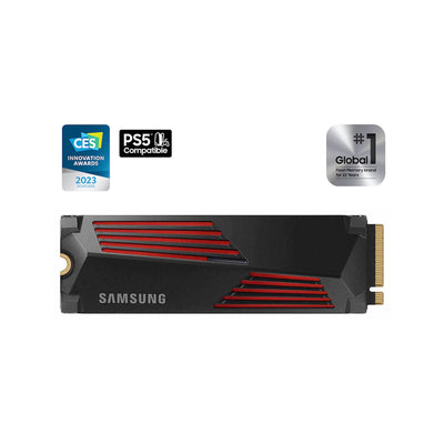 SAMSUNG 990 PRO With Heatsink Internal Solid State Drive - 1TB NVMe M.2 SSD, R/W Speed Up to 7,450/ 6,900 MB/s, PCIe Gen 4.0, NVMe 2.0, V-NAND (MZ-V9P1T0CW)