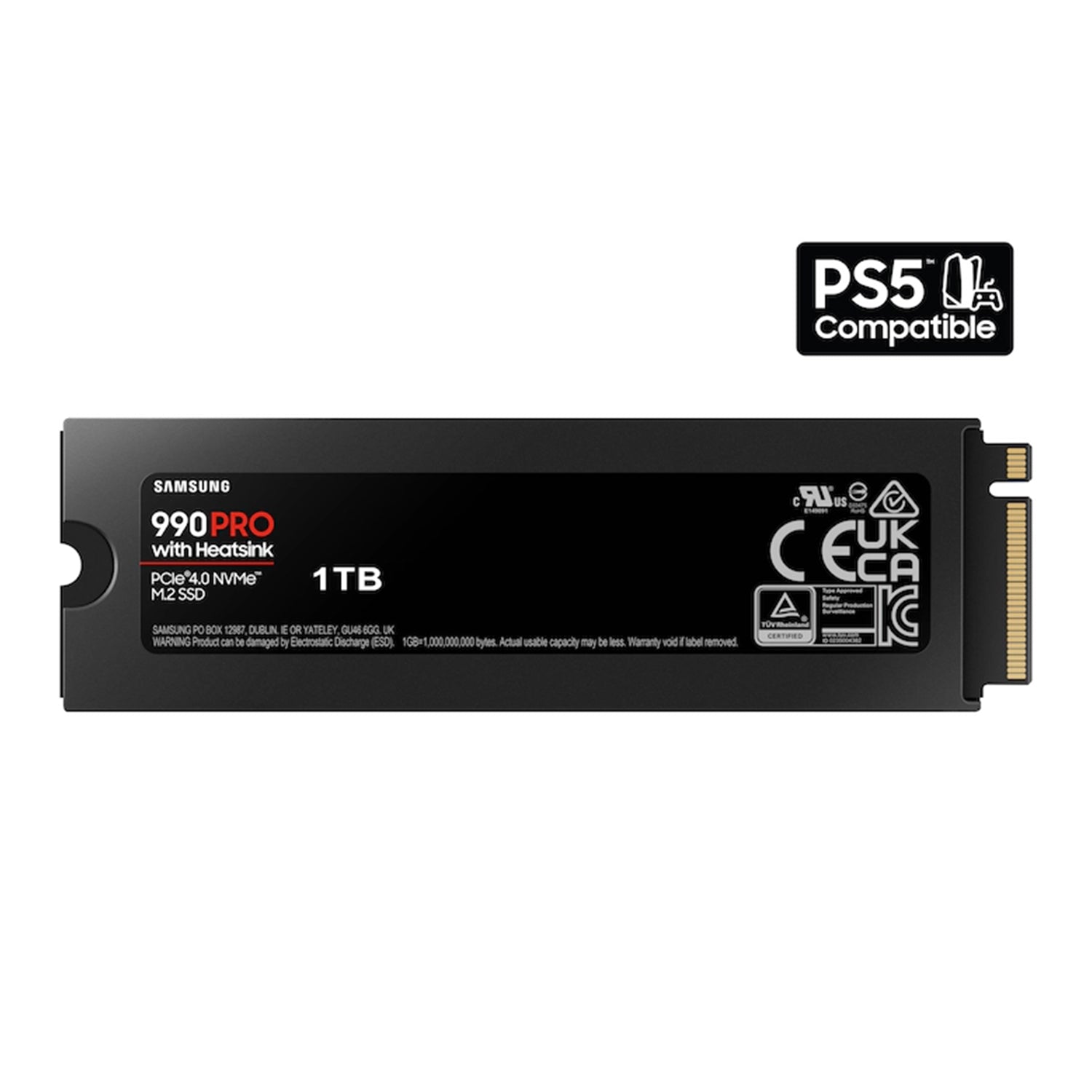 SAMSUNG 990 PRO With Heatsink Internal Solid State Drive - 1TB NVMe M.2 SSD, R/W Speed Up to 7,450/ 6,900 MB/s, PCIe Gen 4.0, NVMe 2.0, V-NAND (MZ-V9P1T0CW)