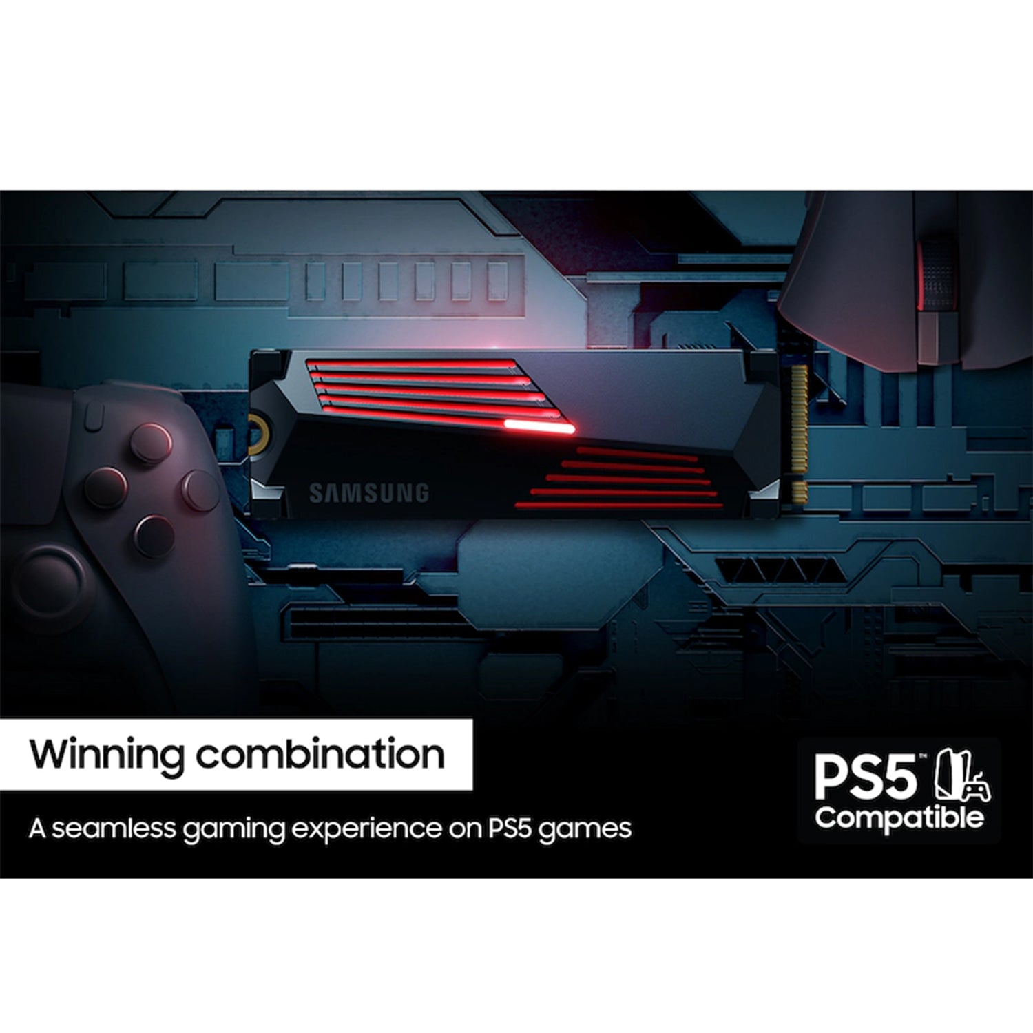 SAMSUNG 990 PRO With Heatsink Internal Solid State Drive - 1TB NVMe M.2 SSD, R/W Speed Up to 7,450/ 6,900 MB/s, PCIe Gen 4.0, NVMe 2.0, V-NAND (MZ-V9P1T0CW)