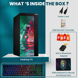 AXOII Spaceman Gaming PC, Intel Core i5/i7 Processor, Graphics Card - GTX 1050 / GTX 1650 / RTX 3050, 16GB DDR4 RAM, 1TB SSD, 24/27 Inch Gaming Monitor, Bluetooth - Windows 11 Pro