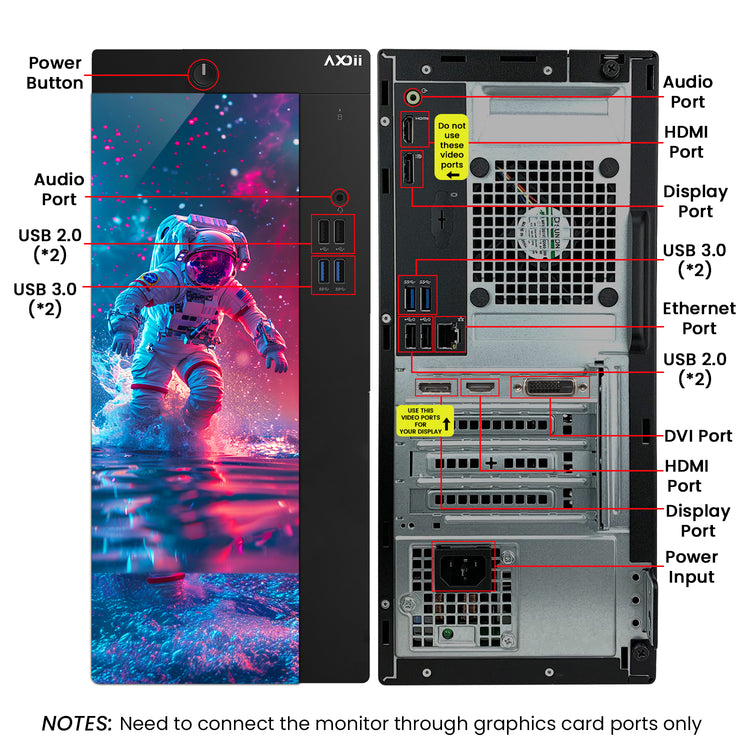 AXOII Spaceman Gaming PC, Intel Core i5/i7 Processor, Graphics Card - GTX 1050 / GTX 1650 / RTX 3050, 16GB DDR4 RAM, 1TB SSD, 24/27 Inch Gaming Monitor, Bluetooth - Windows 11 Pro