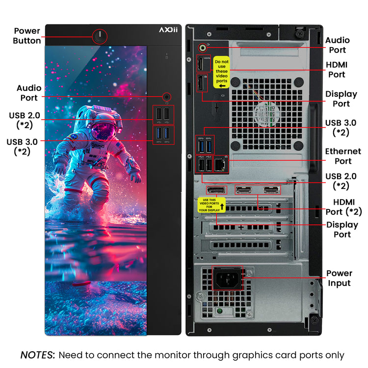 AXOII Spaceman Gaming PC, Intel Core i5/i7 Processor, Graphics Card - GTX 1050 / GTX 1650 / RTX 3050, 16GB DDR4 RAM, 1TB SSD, 24/27 Inch Gaming Monitor, Bluetooth - Windows 11 Pro