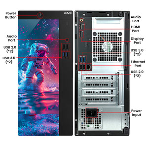 AXOII SPACEMAN RGB Desktop Computer PC, Intel Core i5/i7 Processor, 24-Inch FHD Monitor, 8GB - 16GB RAM, 256GB - 512GB SSD, Wi-Fi, Bluetooth - Windows 11 Pro