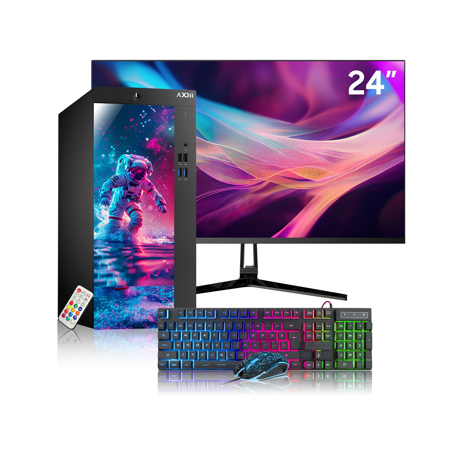 AXOII Spaceman Gaming PC, Intel Core i5/i7 Processor, Graphics Card - GTX 1050 / GTX 1650 / RTX 3050, 16GB DDR4 RAM, 1TB SSD, 24/27 Inch Gaming Monitor, Bluetooth - Windows 11 Pro