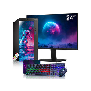 AXOII Custom RGB Desktop PC, Intel Core i5 - 8th Gen Up to 4.10GHz processor, 16GB DDR4 RAM, 512GB - 1TB NVMe SSD, 24/27 Inch FHD Monitor, Wi-Fi, Bluetooth Adapter - Windows 11 Pro