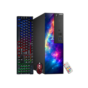 AXOII SPARK Gaming Desktop PC Computer, Intel Core i5/i7 - 8th Gen Processor, Graphics Card - AMD RX 550 / GT1030, 16GB DDR4 RAM, 512GB NVMe SSD, 24/27 Inch FHD Monitor, Wi-Fi, Bluetooth Adapter - Windows 11 Pro