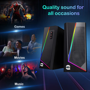 AQVIN RGB Gaming Speakers | Wired and Bluetooth 5.0 Speakers for PC/Laptop/Monitor | 6 Colorful RGB Modes Gaming Speakers | Easy-Access Volume Control (Q100)