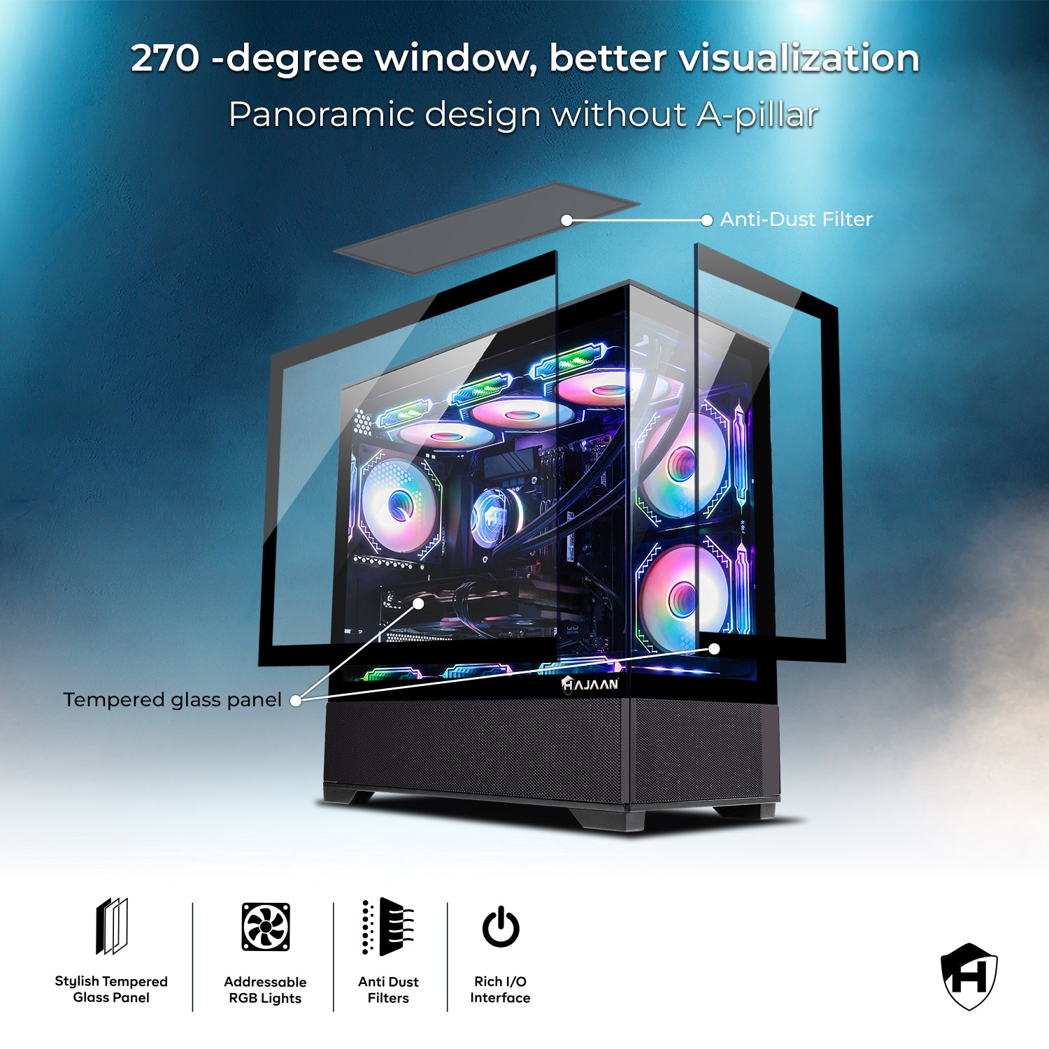 HAJAAN SuperX Tower Gaming PC (AMD Ryzen 7 7700X up to 5.4GHz / AMD Ryzen 7 7700 up to 5.3GHz Processor, GeForce RTX 5070 12GB GDDR7, 32GB - 64GB DDR5 RAM, 1TB NVMe - 2TB NVMe SSD, WiFi Ready, Windows 11 Pro)