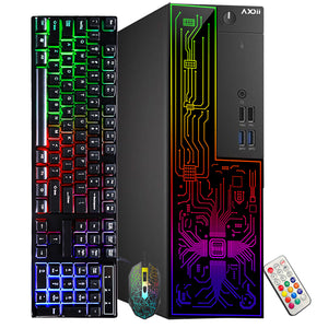 AXOII RGB Desktop Computer PC, Intel i5/i7  - 8th Gen Processor, 16GB DDR4 RAM, 512GB SSD, 24 Inch Monitor, Keyboard Mouse and Headset, WiFi, Windows 11 Pro
