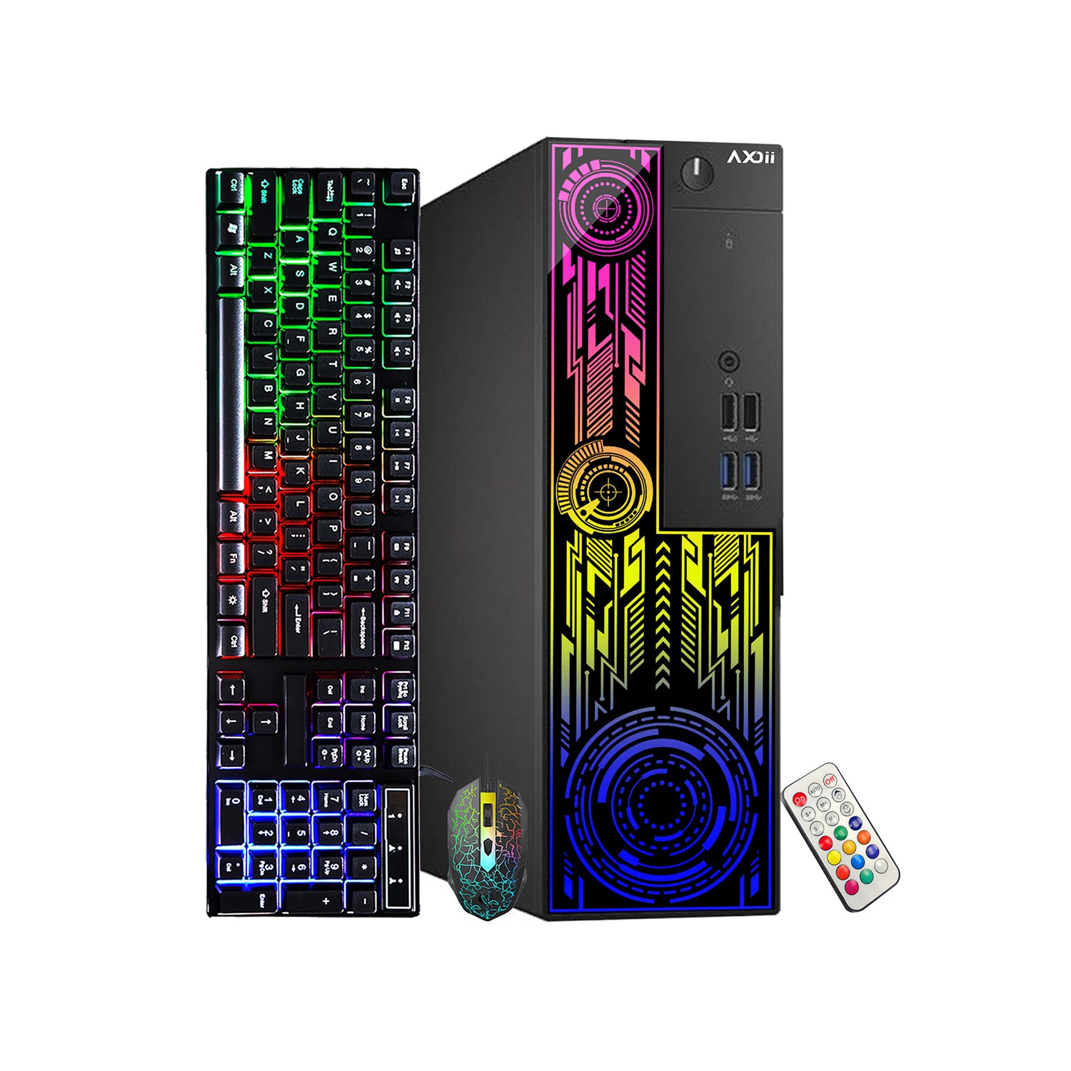 AXOII Electra Gaming PC, Intel Core i7 Processor, Graphics Card - AMD RX 550 / GT1030, 16GB DDR4 RAM, 512GB SSD, 24 Inch FHD Monitor, Headset / Speaker - Windows 11 Pro