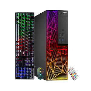 AXOII Custom RGB Desktop PC - Intel Core I5 - 8th Gen Up to 4.10 GHz Processor, AMD / GeForce Graphics Card, 16GB DDR4 RAM, 256GB NVMe + 1TB HDD, Gaming Keyboard & Mouse - Windows 11 Pro