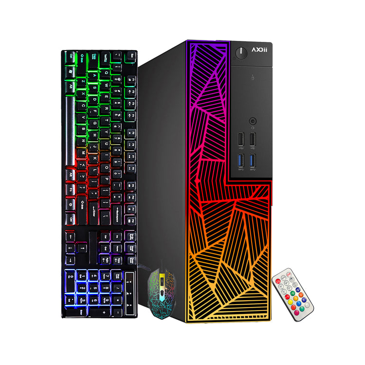 AXOII Custom RGB Desktop PC - Intel Core I5 - 8th Gen Up to 4.10 GHz Processor, AMD / GeForce Graphics Card, 16GB DDR4 RAM, 256GB NVMe + 1TB HDD, Gaming Keyboard & Mouse - Windows 11 Pro