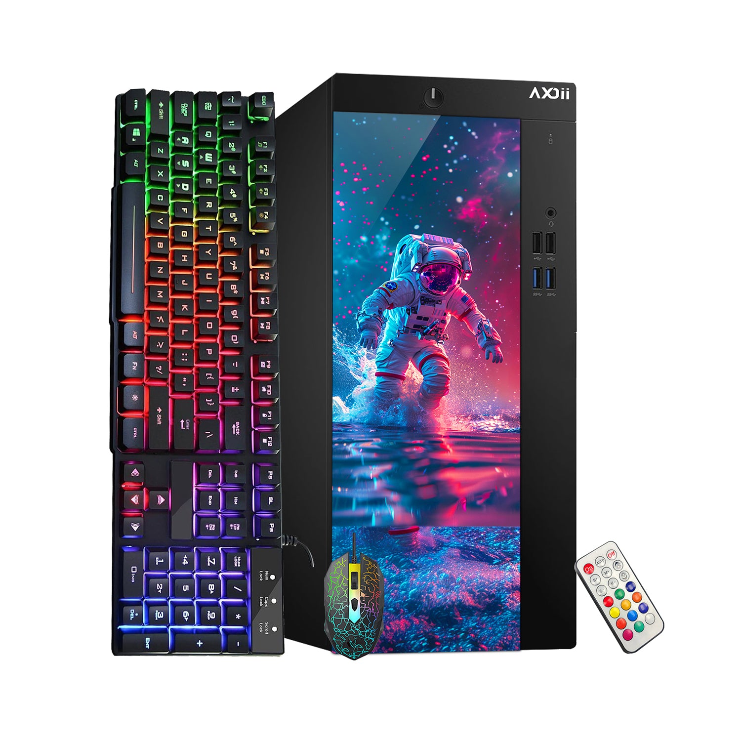 AXOII Spaceman Gaming PC, Intel Core i5/i7 Processor, Graphics Card - GTX 1050 / GTX 1650 / RTX 3050, 16GB DDR4 RAM, 1TB SSD, 24/27 Inch Gaming Monitor, Bluetooth - Windows 11 Pro