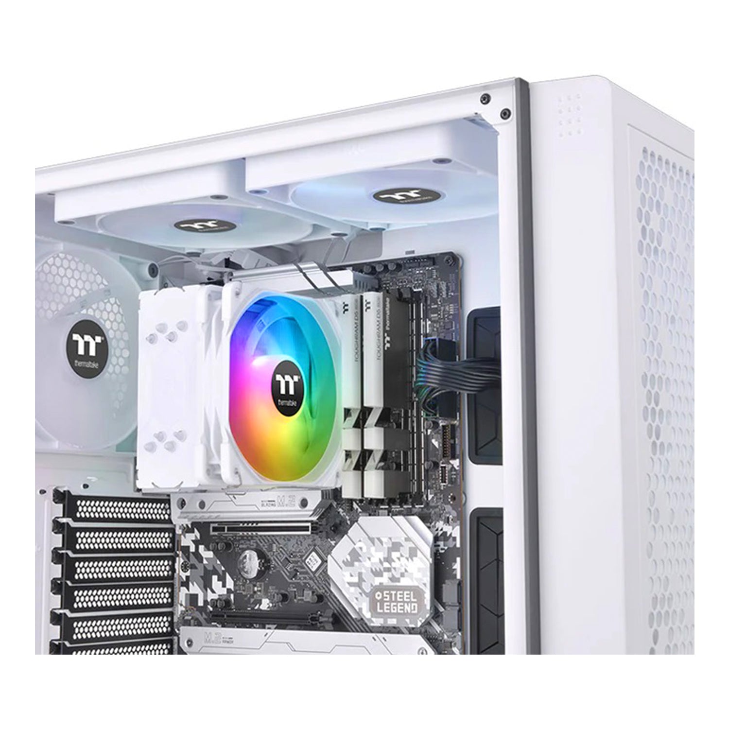 Thermaltake UX200 SE ARGB Lighting CPU Cooler Fan - Reliable Hydraulic Bearing, Compatible With Intel and AMD CPU sockets  - White (CL-P116-AL12SW-A)