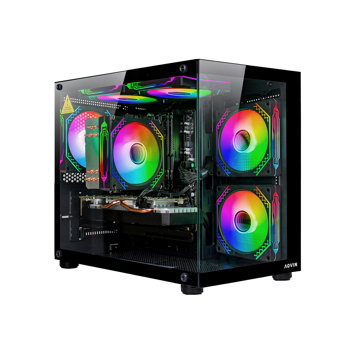 AQVIN NEON Windows 11 Pro Gaming PC - NVIDIA Graphics GeForce RTX 3050 6GB GDDR6, Intel Core i7 - 8th Gen Up to 4.60 GHz Processor, 32GB DDR4 RAM, 1TB NVMe SSD - 2TB NVMe SSD, RGB Keyboard Mouse