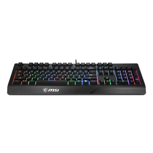 MSI VIGOR GK20 RGB Backlit Gaming Keyboard - Ergonomic Designed Keycaps, USB 2.0 Anti Ghosting With Hotkey Control, Water repellent - Black