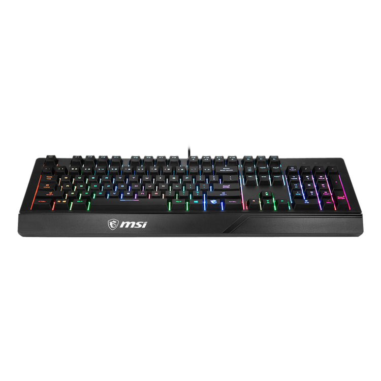MSI VIGOR GK20 RGB Backlit Gaming Keyboard - Ergonomic Designed Keycaps, USB 2.0 Anti Ghosting With Hotkey Control, Water repellent - Black