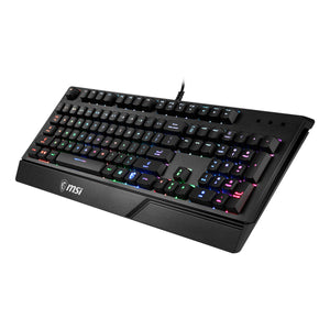 MSI VIGOR GK20 RGB Backlit Gaming Keyboard - Ergonomic Designed Keycaps, USB 2.0 Anti Ghosting With Hotkey Control, Water repellent - Black