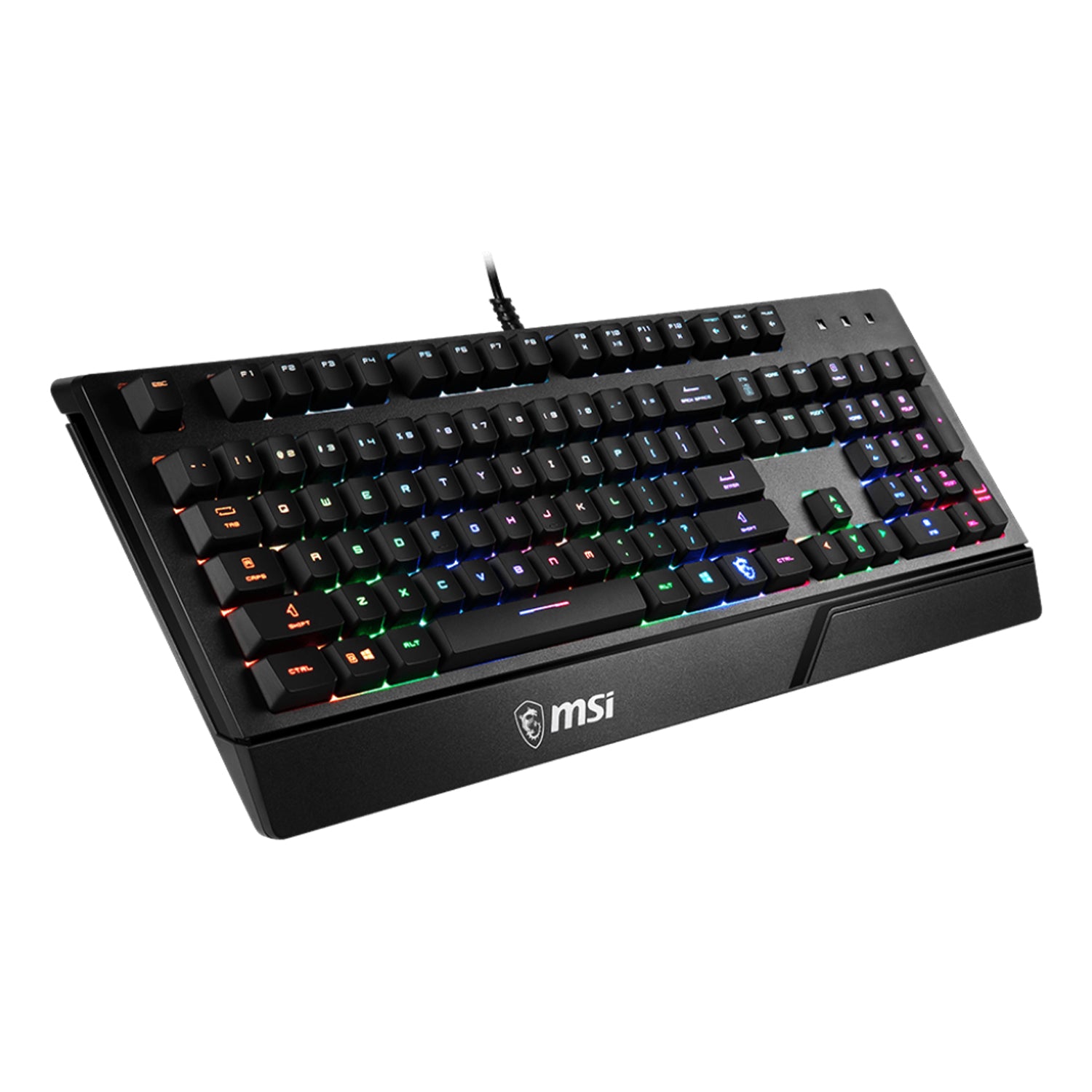 MSI VIGOR GK20 RGB Backlit Gaming Keyboard - Ergonomic Designed Keycaps, USB 2.0 Anti Ghosting With Hotkey Control, Water repellent - Black