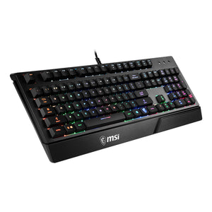 MSI VIGOR GK20 RGB Backlit Gaming Keyboard - Ergonomic Designed Keycaps, USB 2.0 Anti Ghosting With Hotkey Control, Water repellent - Black