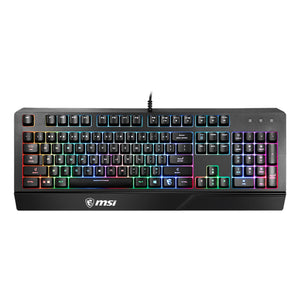 MSI VIGOR GK20 RGB Backlit Gaming Keyboard - Ergonomic Designed Keycaps, USB 2.0 Anti Ghosting With Hotkey Control, Water repellent - Black