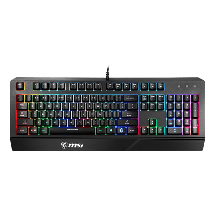 MSI VIGOR GK20 RGB Backlit Gaming Keyboard - Ergonomic Designed Keycaps, USB 2.0 Anti Ghosting With Hotkey Control, Water repellent - Black