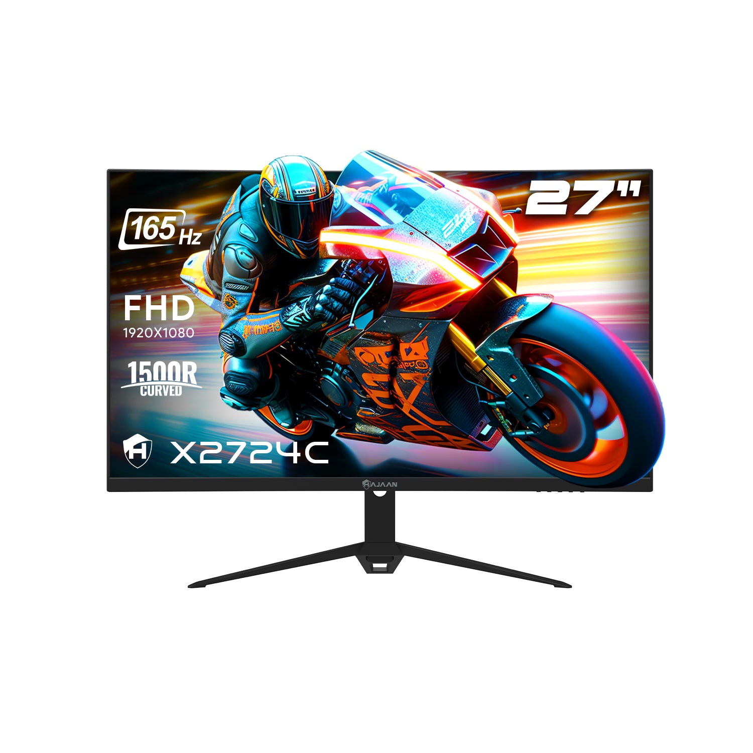 HAJAAN 27” Inch FHD 1080p VA Curved Gaming Monitor with RGB Backlight 165Hz Refresh Rate | Tilt Adjustment | Wall Mountable | 2x HDMI, DP (X2724C) - 1 Year Warranty