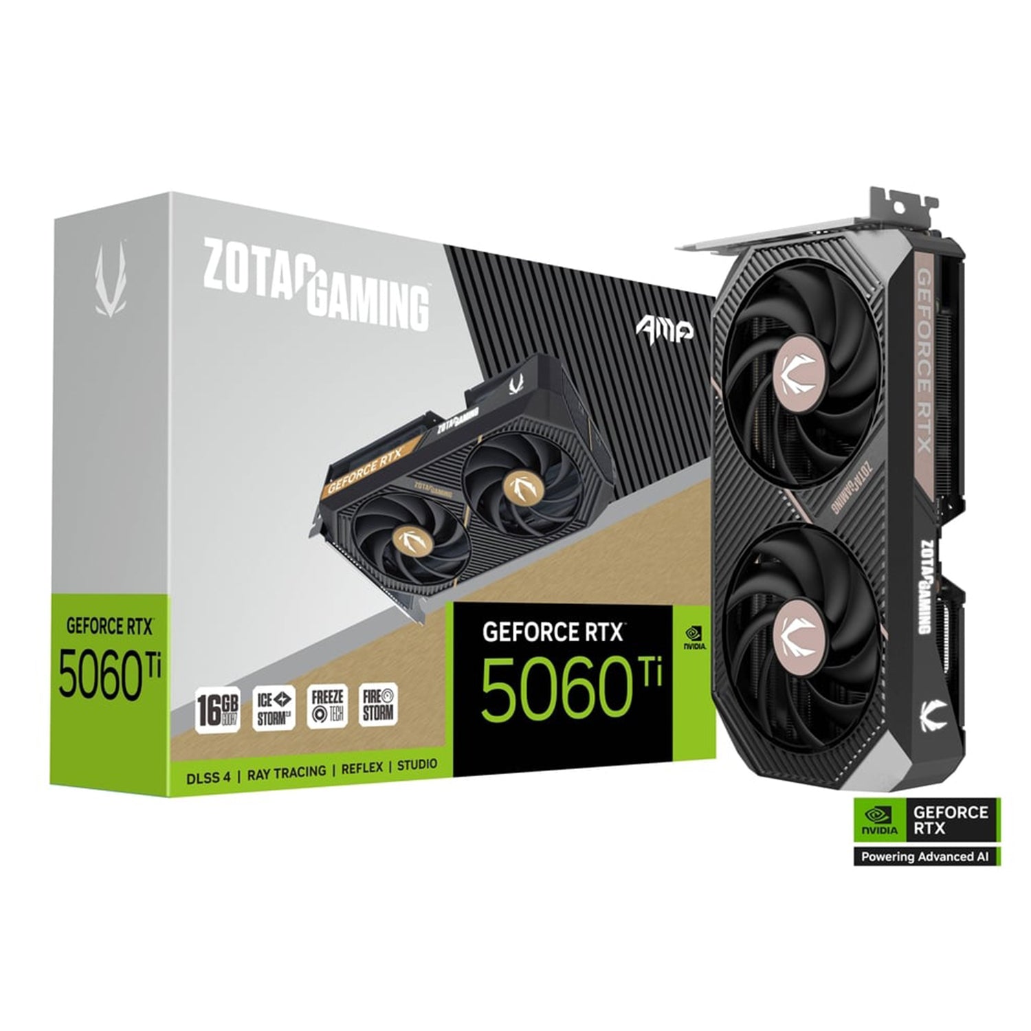 ZOTAC GAMING GeForce RTX 5060 Ti 16GB AMP Graphics Card - IceStorm 2.0 Cooling With BladeLink Fans, 3x Display Port / HDMI - (ZT-B50620F-10M)