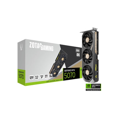 ZOTAC GAMING GeForce RTX 5070 SOLID OC Graphics Card - 12GB GDDR7, IceStorm 2.0 Cooling With BladeLink Fans, 3x Display Port / HDMI - (ZT-B50700J-10P)