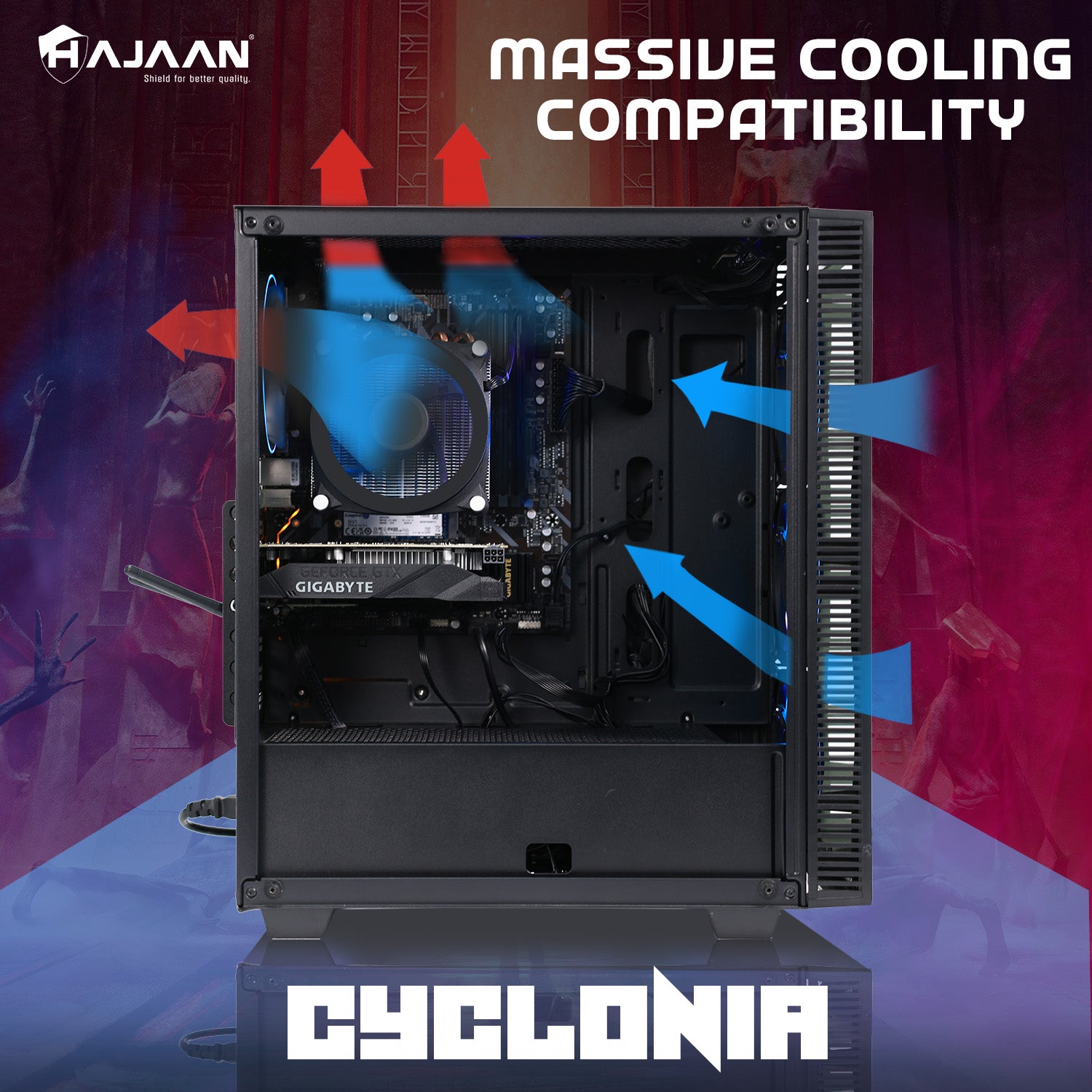 HAJAAN CYCLONIA RGB Gaming PC - AMD Ryzen 7 | GeForce RTX 4060 8GB / 3060 12GB GDDR6 GPU | 16GB - 32GB DDR4 RAM | 512GB NVMe - 2TB NVMe SSD | Mechnical Keyboard and Mouse - Wi-Fi, Bluetooth | Windows 11 Pro