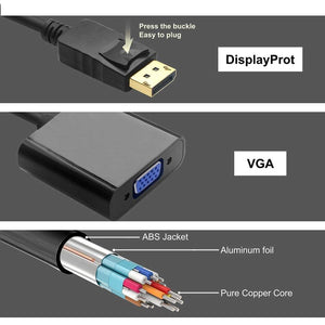 DisplayPort to VGA Adapter, DP Male to VGA Female Converter for PC, Laptop, Monitor & Projector