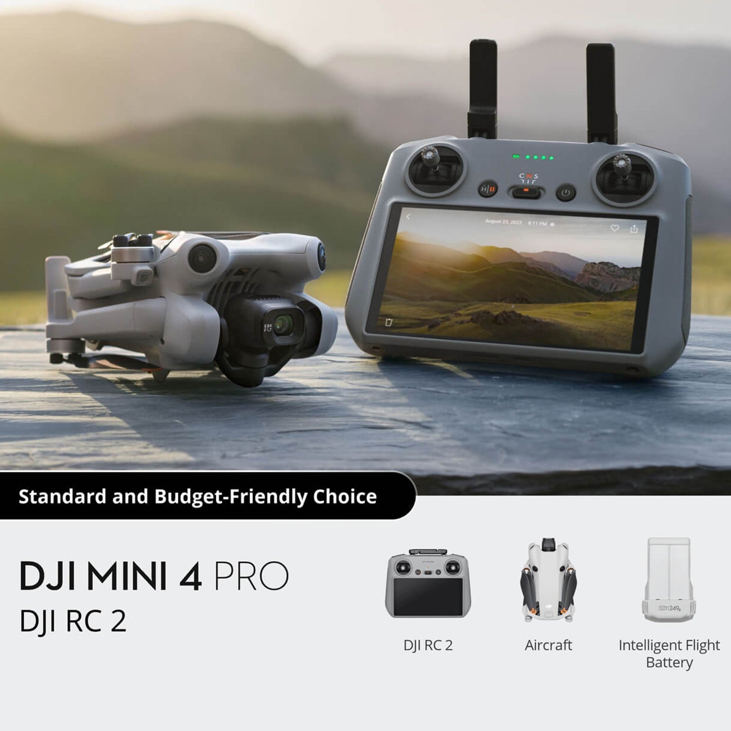 DJI Mini 4 Pro (DJI RC 2) Mini Drone, 4K HDR Video Camera, Ominidirectional Obstacle Sensing, Automatic Exposure Bracketing, DJI RC 2 Remote Controller, Under 249 g, 34-Minute Flight Time, Distance up to 18 Km - (CP.MA.00000732.01)