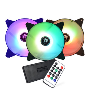 Hajaan 120 mm 3-Pack Computer case Fan,High Airflow RGB Effect Case Fan for PC Cooling with Remote Controller, Remote Control RGB LED FAN