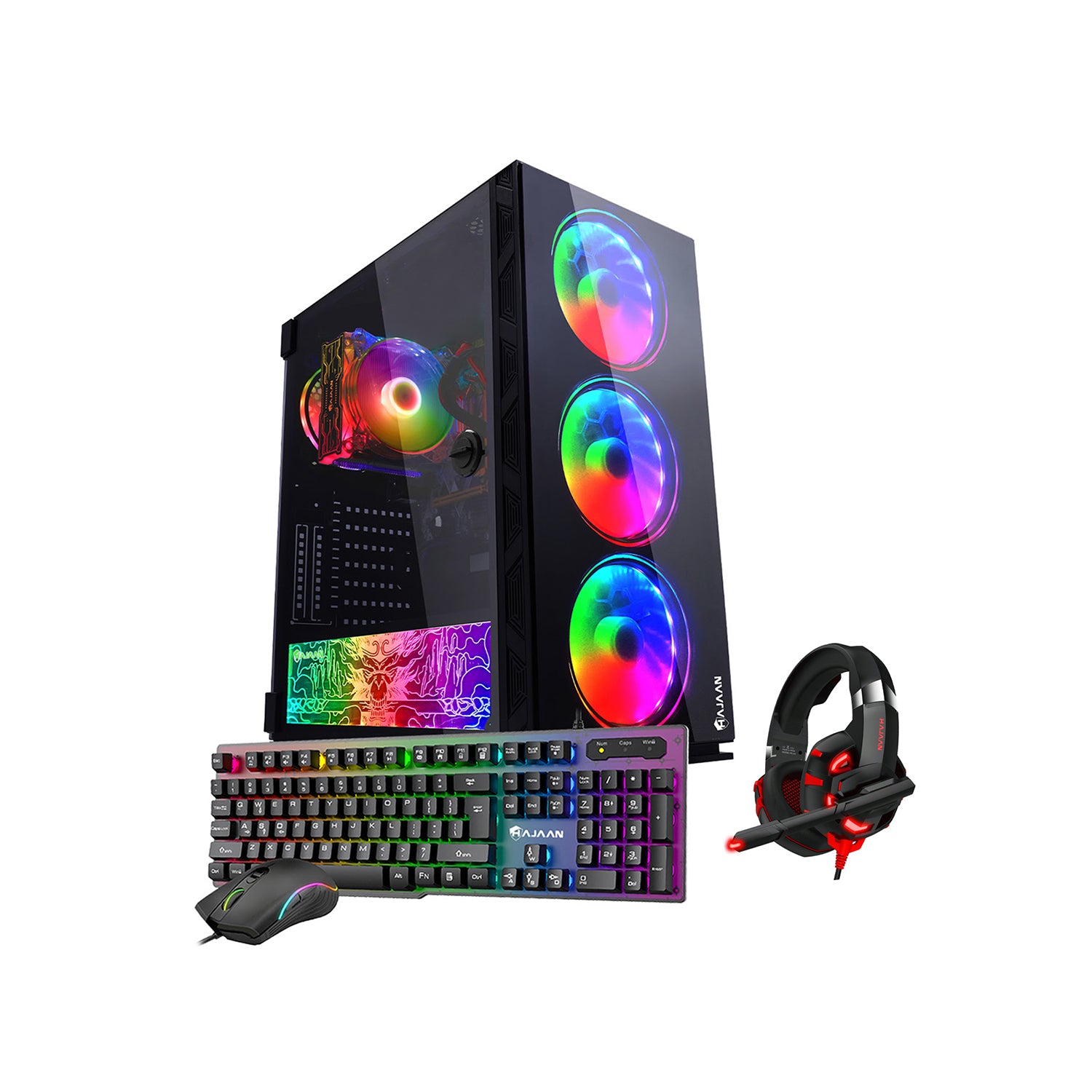 HAJAAN BREEZE PRO Gaming PC Desktop Tower Intel Core i7 Processor up to 4.0GHz 32GB DDR4 RAM 1TB SSD GeForce RTX 3060 12GB GDDR6 HDMI with RGB Gaming Keyboard Mouse, Headset, Wifi Ready Windows 10 Pro