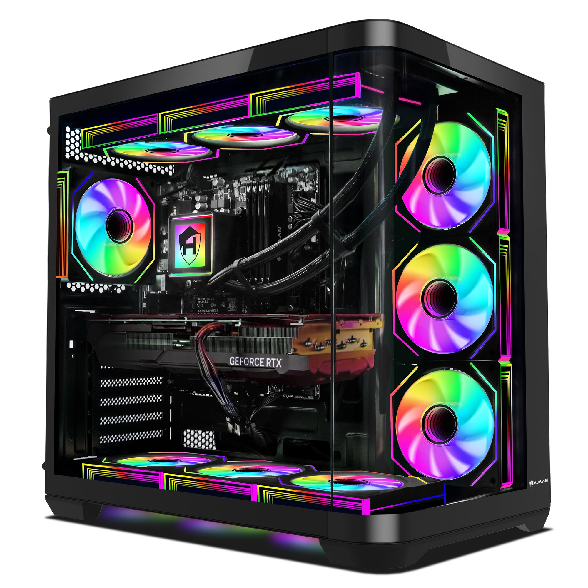 HAJAAN Liquid Cooling Gaming PC - Intel Core i7 - 12th Gen Processor, GeForce RTX 5060/ 5060Ti/ 5070 Graphics Card, 32GB DDR4 RAM, 1TB NVMe SSD, Windows 11 Pro - PhantomX
