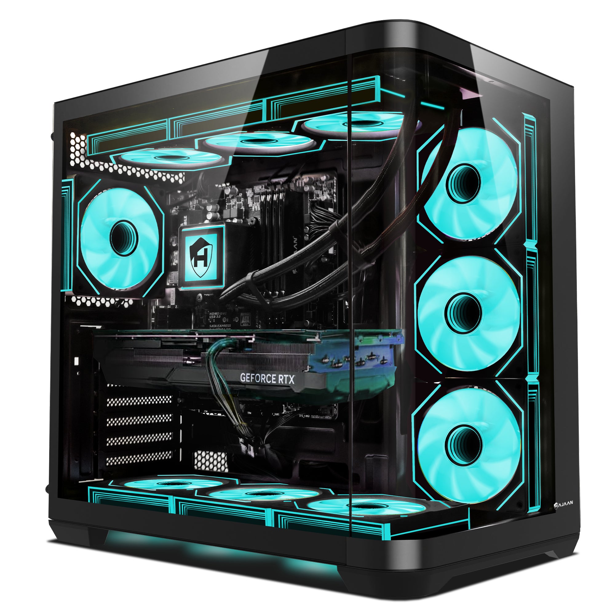 HAJAAN PhantomX Liquid Cooling Gaming PC - Intel Core i9 - 12th Gen Up to 5.2 GHz Processor, GeForce RTX 5060/ 5070 Graphics Card, 32GB - 64GB DDR4 RAM, 2TB NVMe SSD, Windows 11 Pro - New