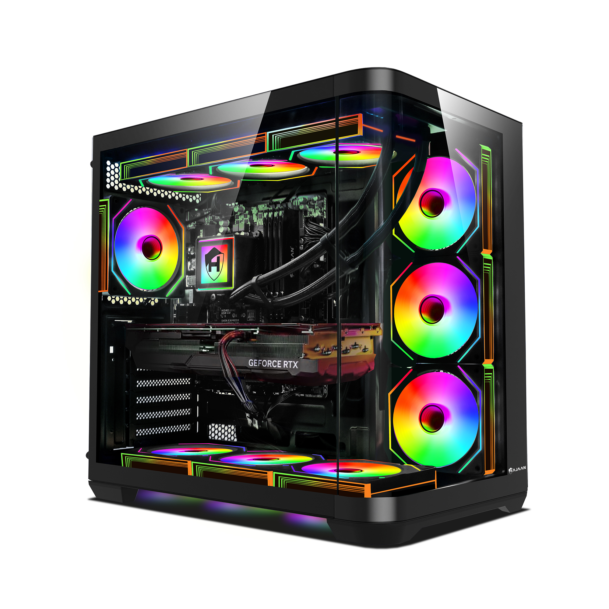 HAJAAN PhantomX Liquid Cooling Gaming PC - Intel Core i9 - 12th Gen Up to 5.2 GHz Processor, GeForce RTX 5060/ 5070 Graphics Card, 32GB - 64GB DDR4 RAM, 2TB NVMe SSD, Windows 11 Pro - New