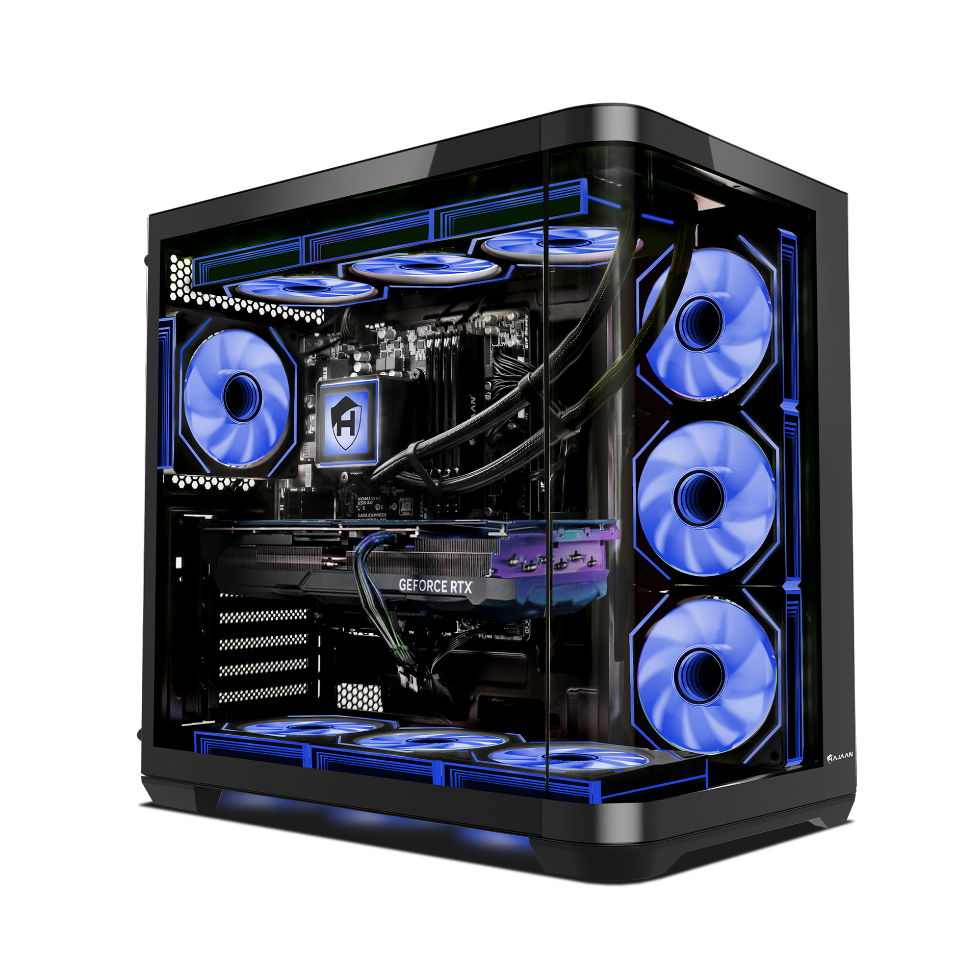 HAJAAN PhantomX Liquid Cooling Gaming PC, Intel Core i9 -14th Gen Up to 6.0GHz Processor, GeForce RTX 5070 / RTX 5070 Ti Graphics Card, 64GB - 128GB DDR5 RAM, 2TB - 4TB NVMe SSD, WiFi Ready / Windows 11 Pro - New