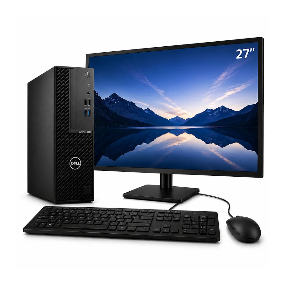 Dell OptiPlex 3080 SFF Desktop Computer -  Intel Core i5-10th Gen, 24 / 27-Inch FHD Monitor, 16GB DDR4 RAM, 256GB - 512GB SSD, Windows 11 Pro - Refurbished
