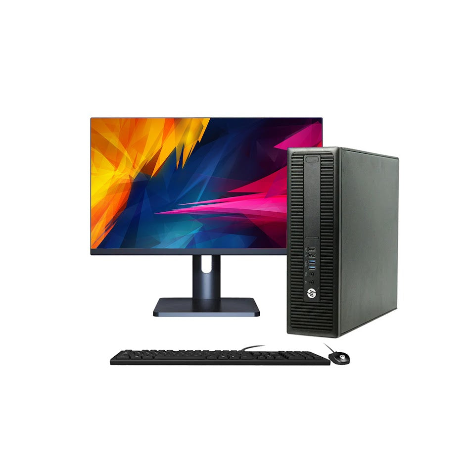 HP ProDesk SFF Desktop Computer with 24 - 27 inch Flat Screen Monitor - Intel Core i5-4570 Processor 3.20 GHz |8GB - 16GB DDR3 RAM| 256GB - 512GB SSD| Windows 10 Professional WIFI